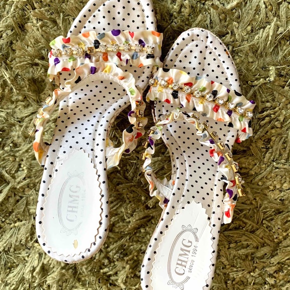 Brand New - White beaded High Heels Sandals - Picture 2 of 9